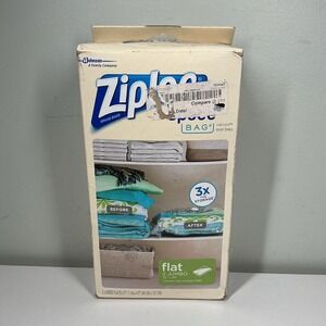Ziploc Space Bag Bed & Linen 2 Jumbo Flats Waterproof Reusable
